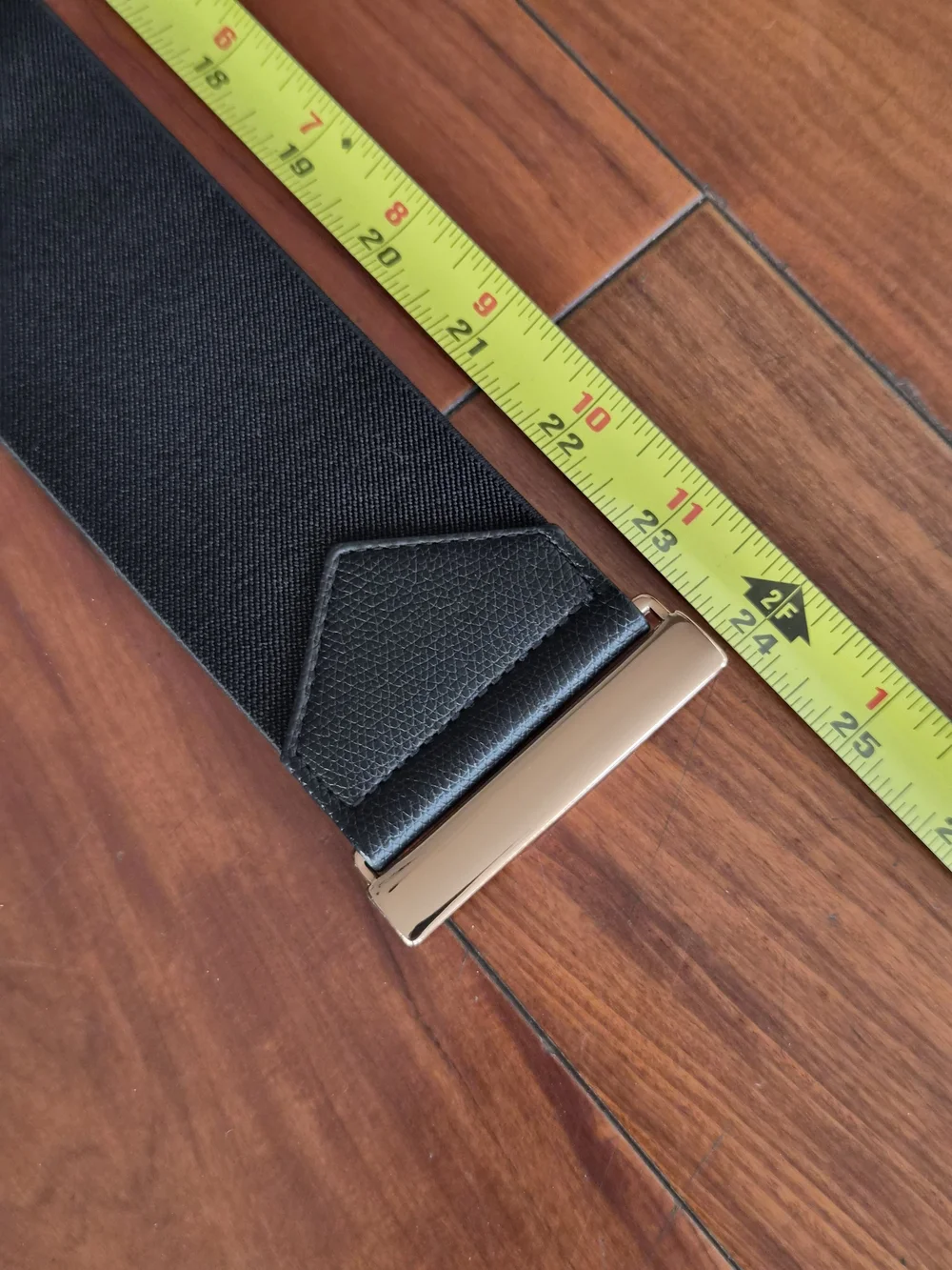 H&M Black Wide Elastic Stretch Belt Gold Buckle Size XS